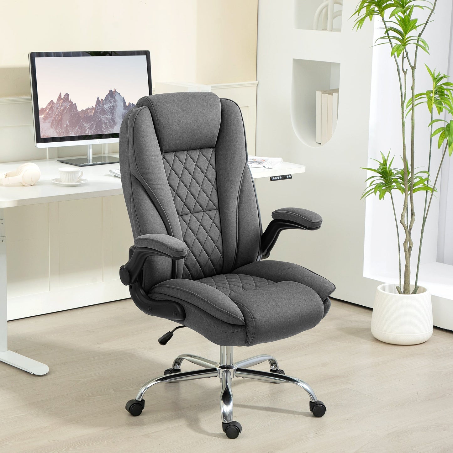 Hayden Executive Office Chair with Flip-up Armrest-Dark Grey