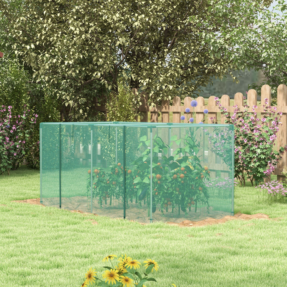 Galvanized Steel Crop Cage, Plant Protection Tent with Zippered Door, 4' x 4', Black