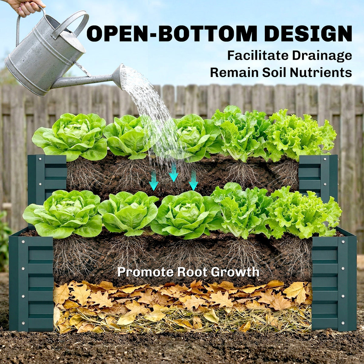 2 Tier Raised Garden Bed, 47" x 40" x 23" Galvanized Steel Planter Box for Vegetables, Flowers, and Herbs, Dark Grey