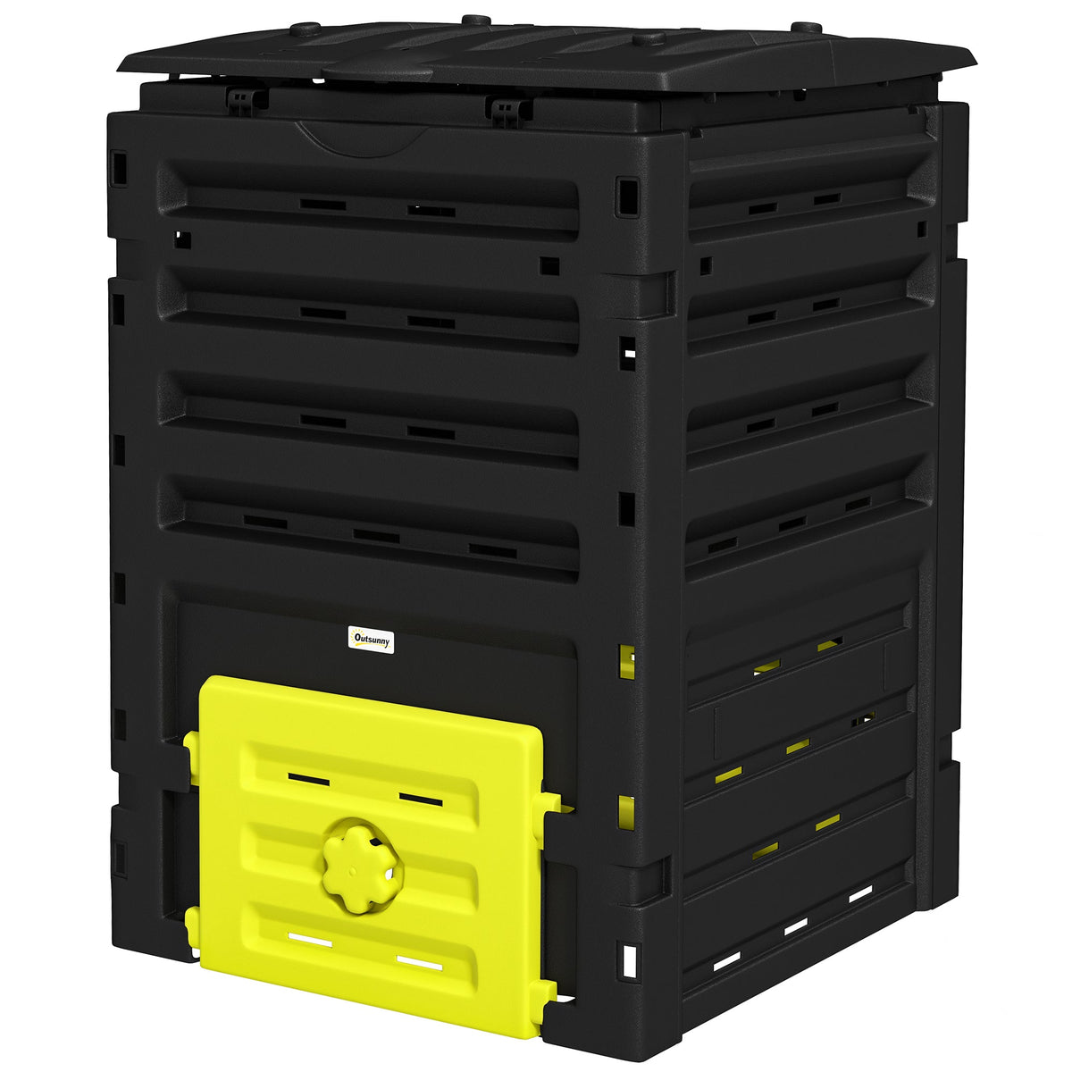 Compost Bin, Garden Composter with 80 Vents and 2 Doors, 120 Gallon (450L), Brown
