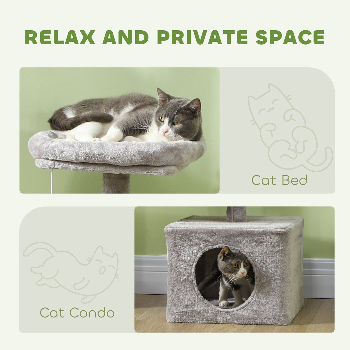 53" Cat Tree, Cat Tower with Scratching Posts, Cat Condo, Beds, Platforms, Toy Balls for Indoor Cats, Dark Grey