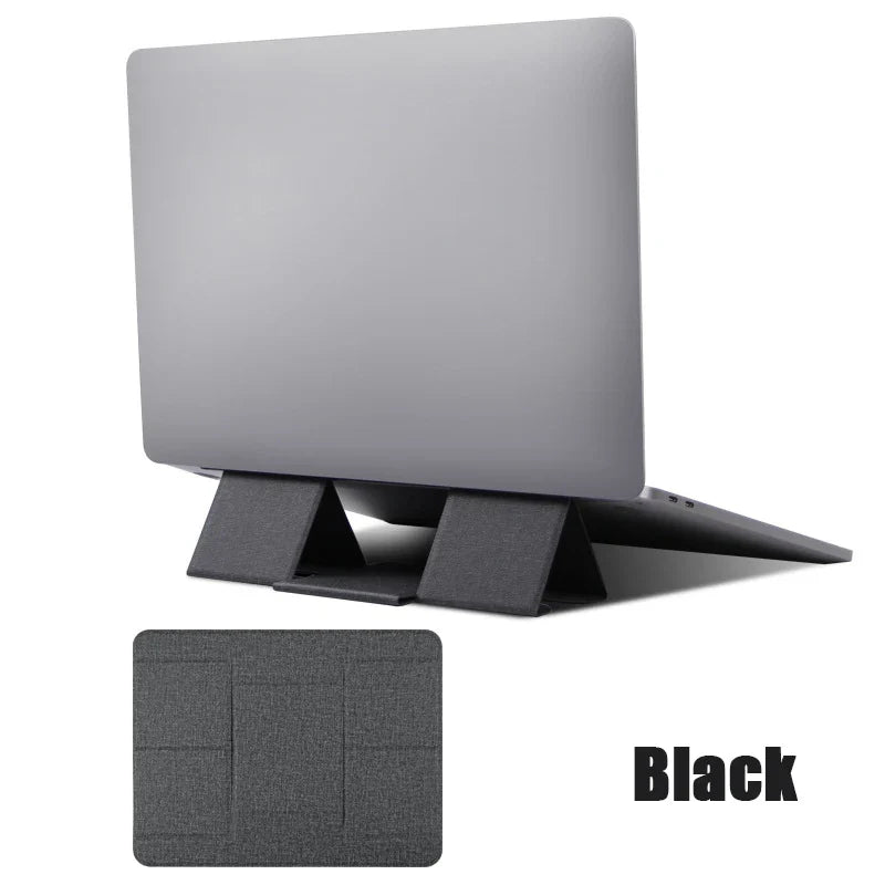 Portable Laptop Holder Desk Folding Desk Support PU Leather Stand Laptop Expansion Cooling Laptop Adjustable Stand Rack Bracket
