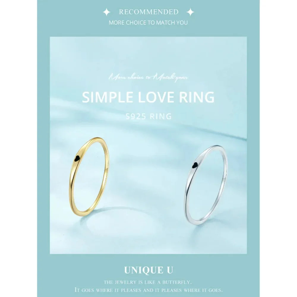 925 Sterling Silver Heart Wedding Band - Symbol Of Love, Stackable Promise Ring In 2 Colors (Size 5-10)