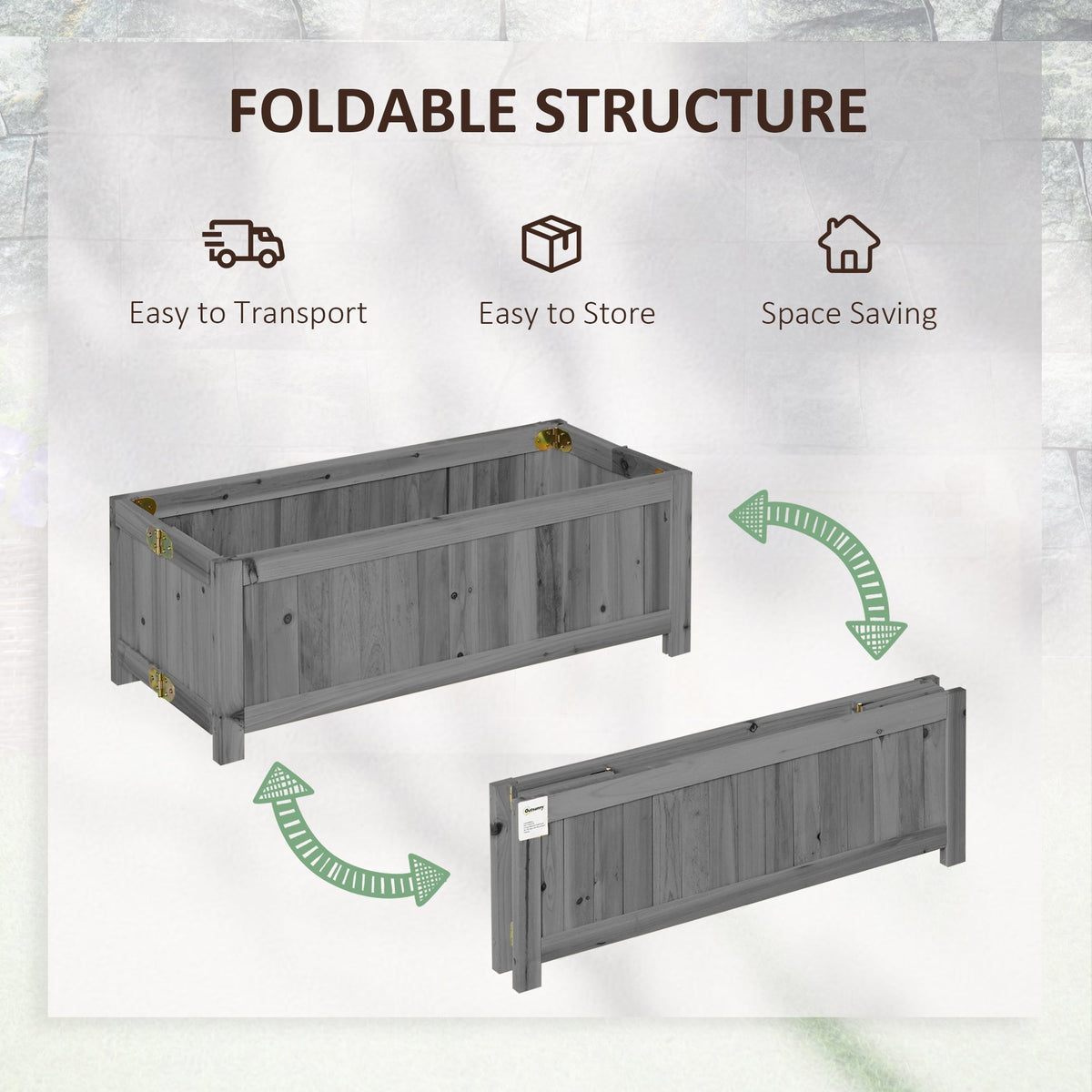 Foldable Elevated Planter Box, Wooden Raised Garden Bed for Backyard, Patio to Grow Vegetables, Herbs, Flowers, Natural