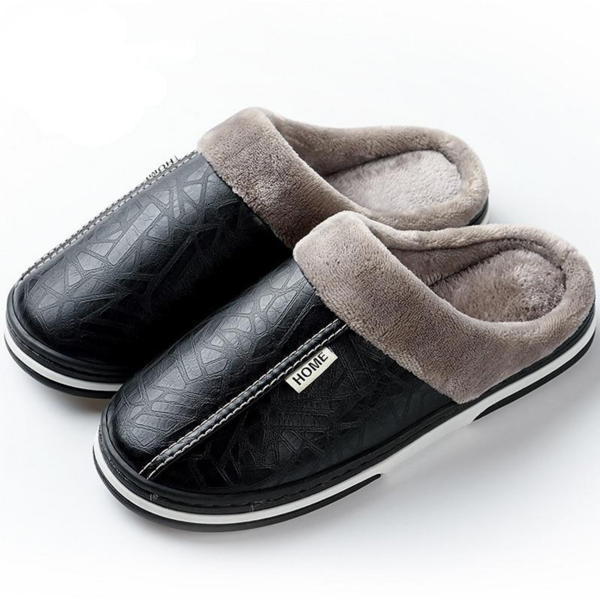 Leather Plush Slippers