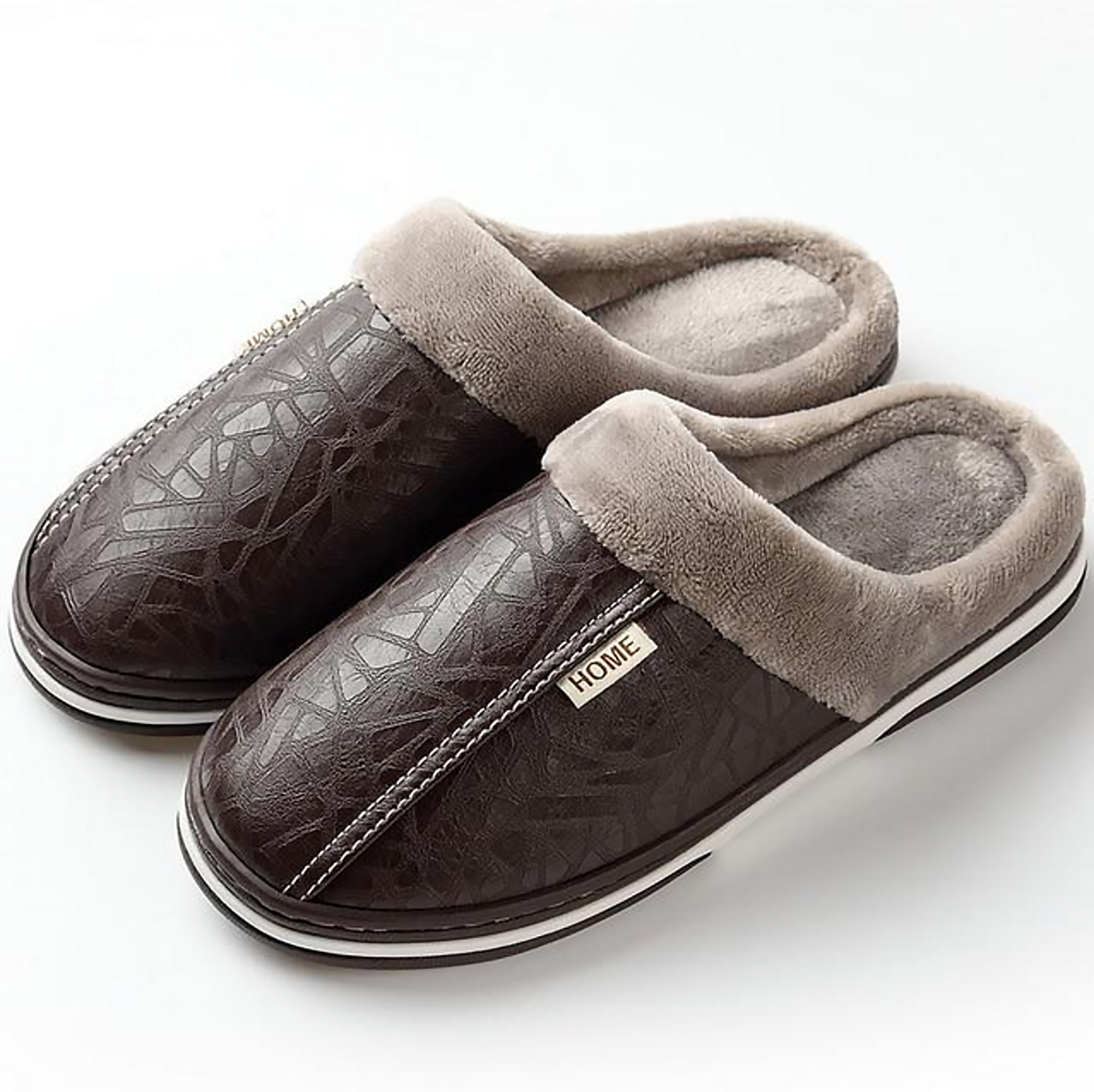 Leather Plush Slippers