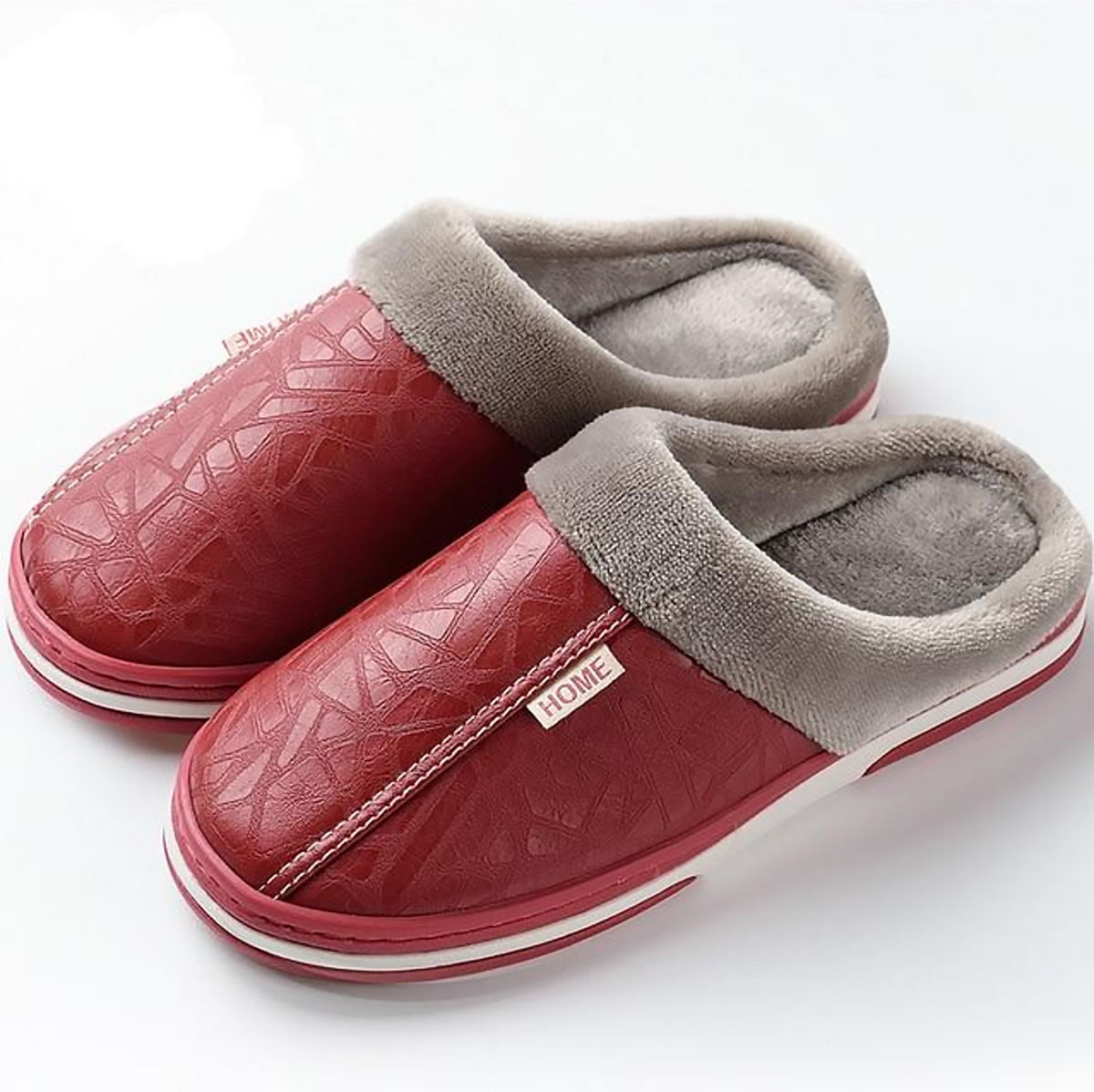 Leather Plush Slippers