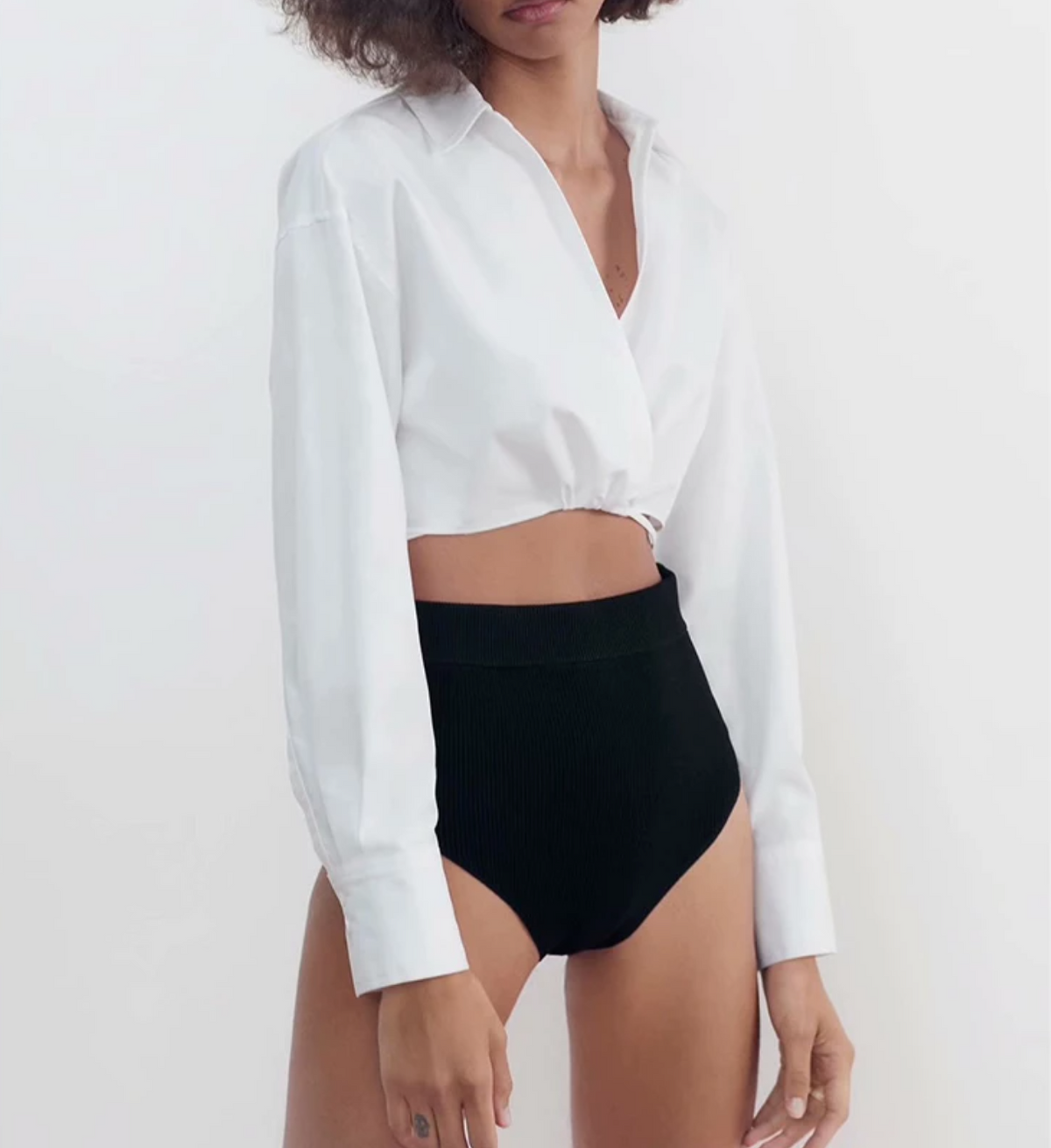 Crop Dress Shirt Blouse