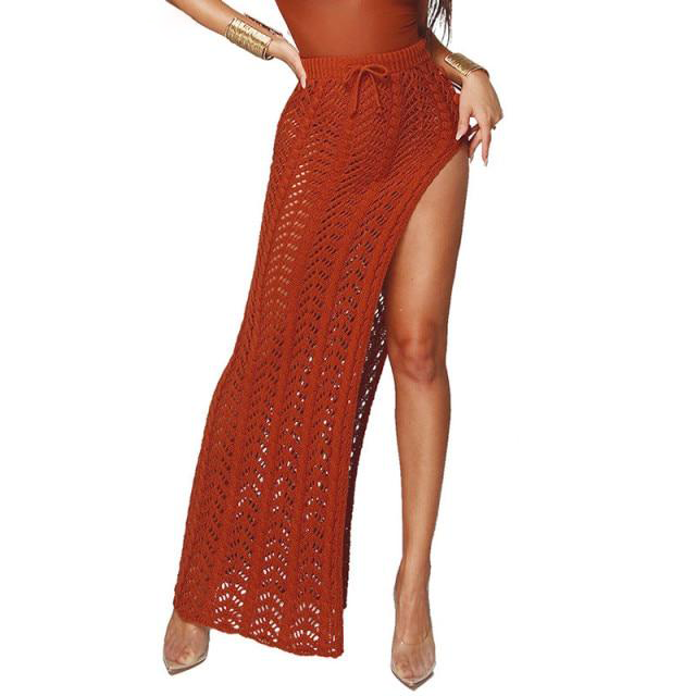 Long Side Slit Knit Skirt