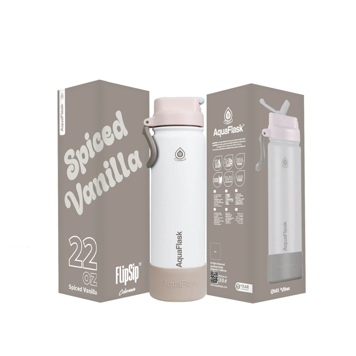 AquaFlask (22oz) Colorwave Flip Sip Insulated Water Bottle Double Wall Stainless Steel Hot & Cold