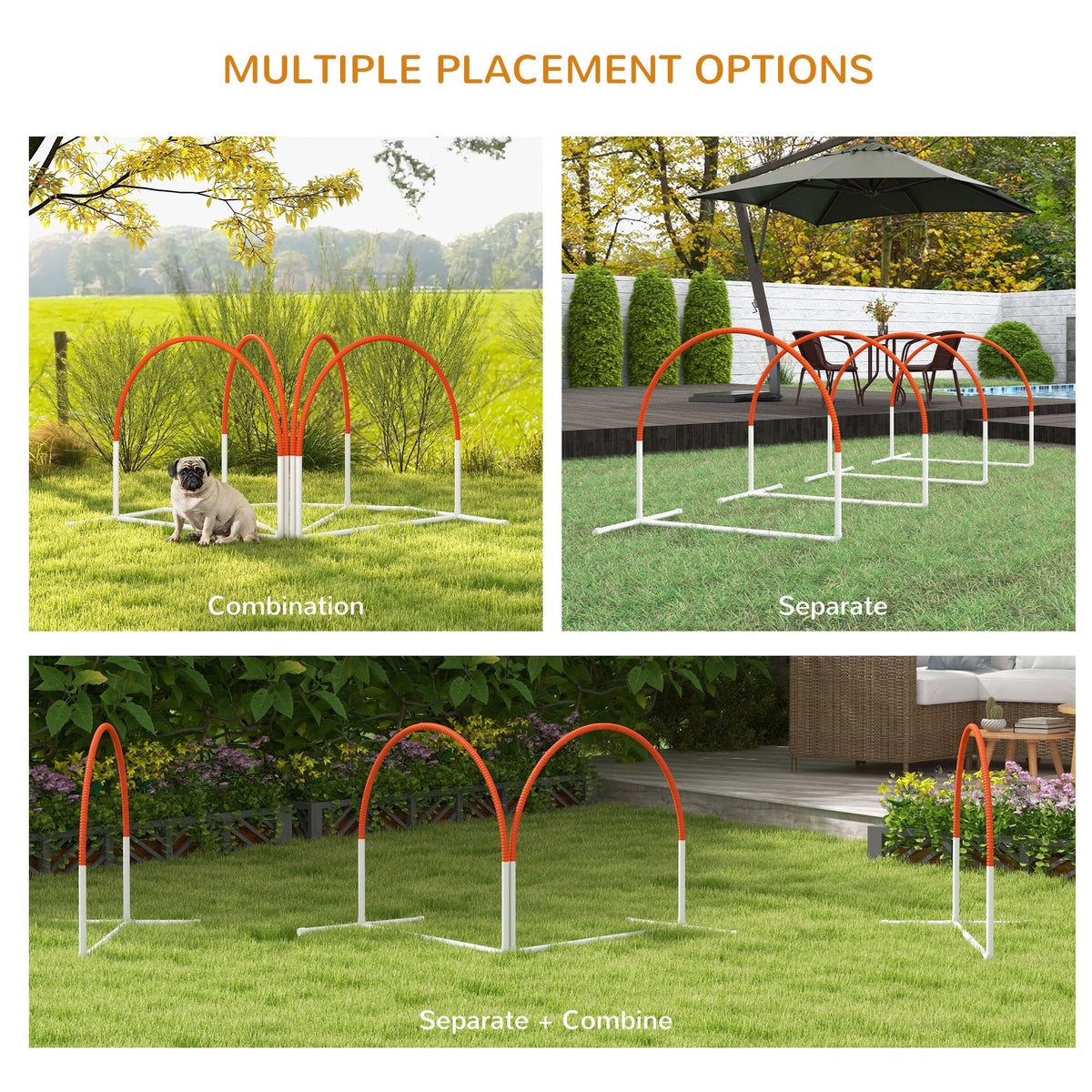 Dog Agility Kit Pet Obstacle Course Training Equipment Outdoor with Weave Poles, Carry Bag, Black