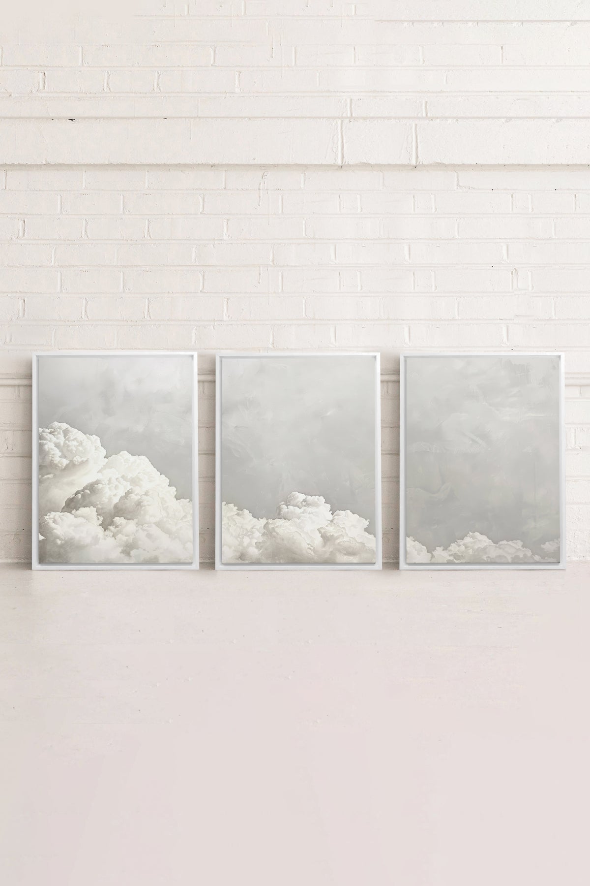 ANTIQUE CLOUDSCAPE TRIO (3 Oeuvres sur toile étirée)