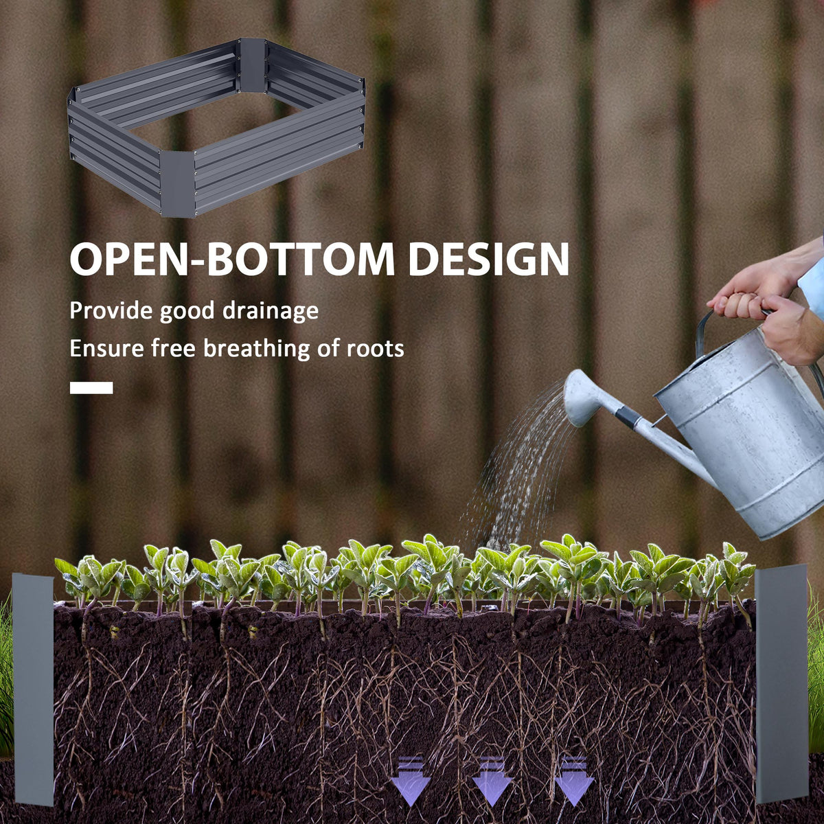 Galvanized Raised Garden Bed, 4' x 3' x 1' Outdoor Metal Planter Box, Raised Bed for Growing Flowers and Herbs