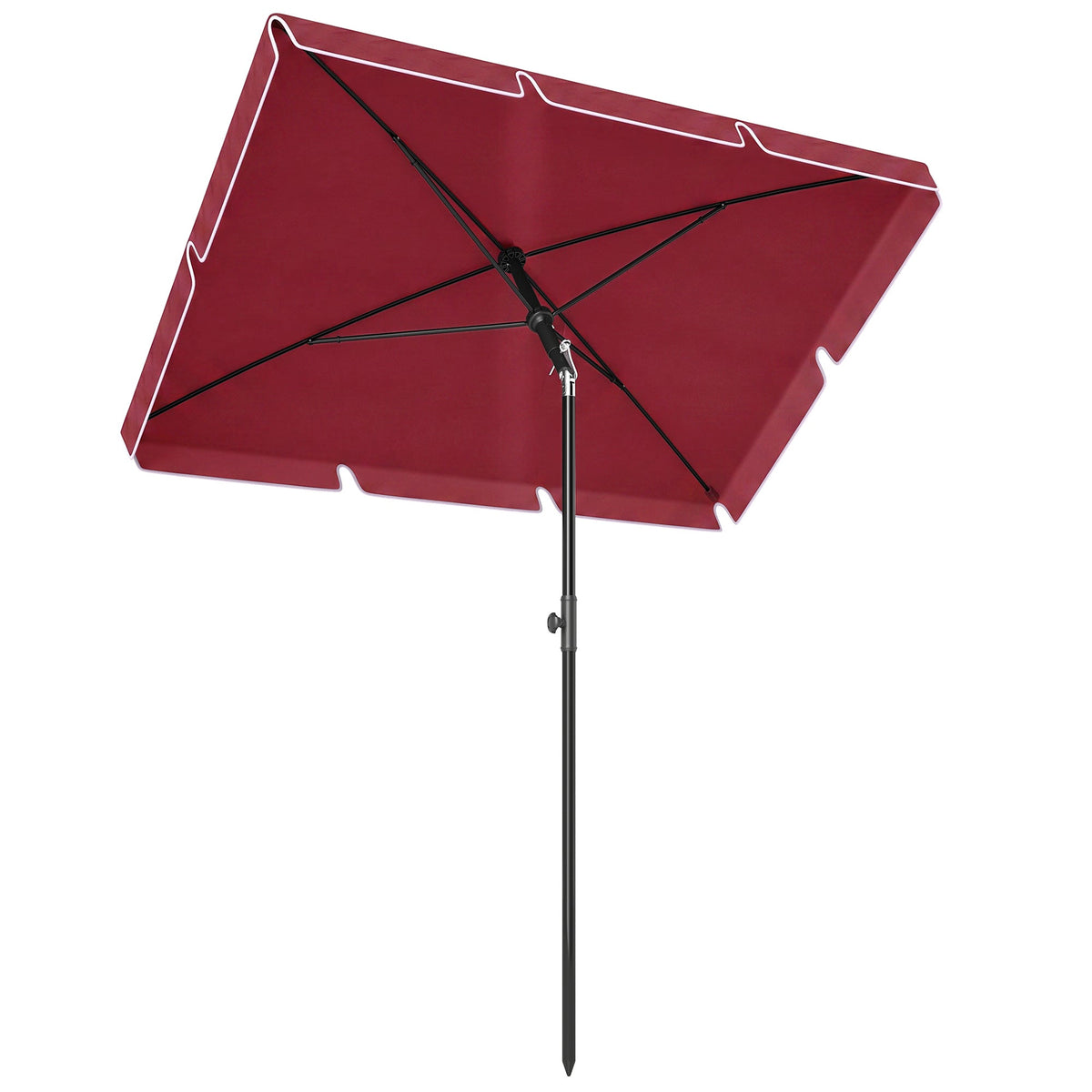 6.5x4ft Rectangle Patio Umbrella Aluminum Tilt Adjustable Garden Parasol Sun Shade Outdoor Canopy Beige