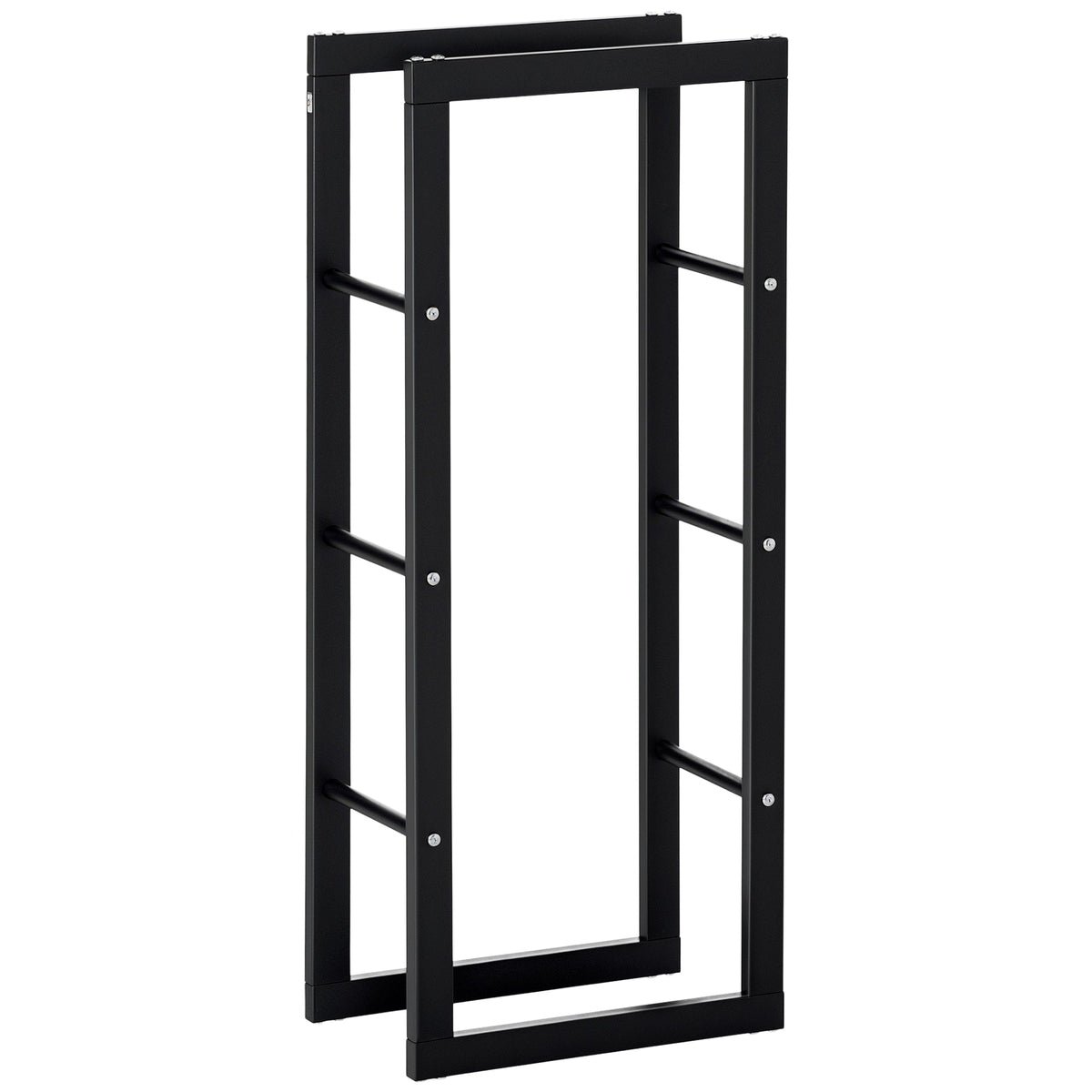 15.7" x 9.8" x 39.4" Firewood Rack Outdoor, Log Holder Fireplace Storage Rack with Handles and 220 lbs. Weight Capacity, Black