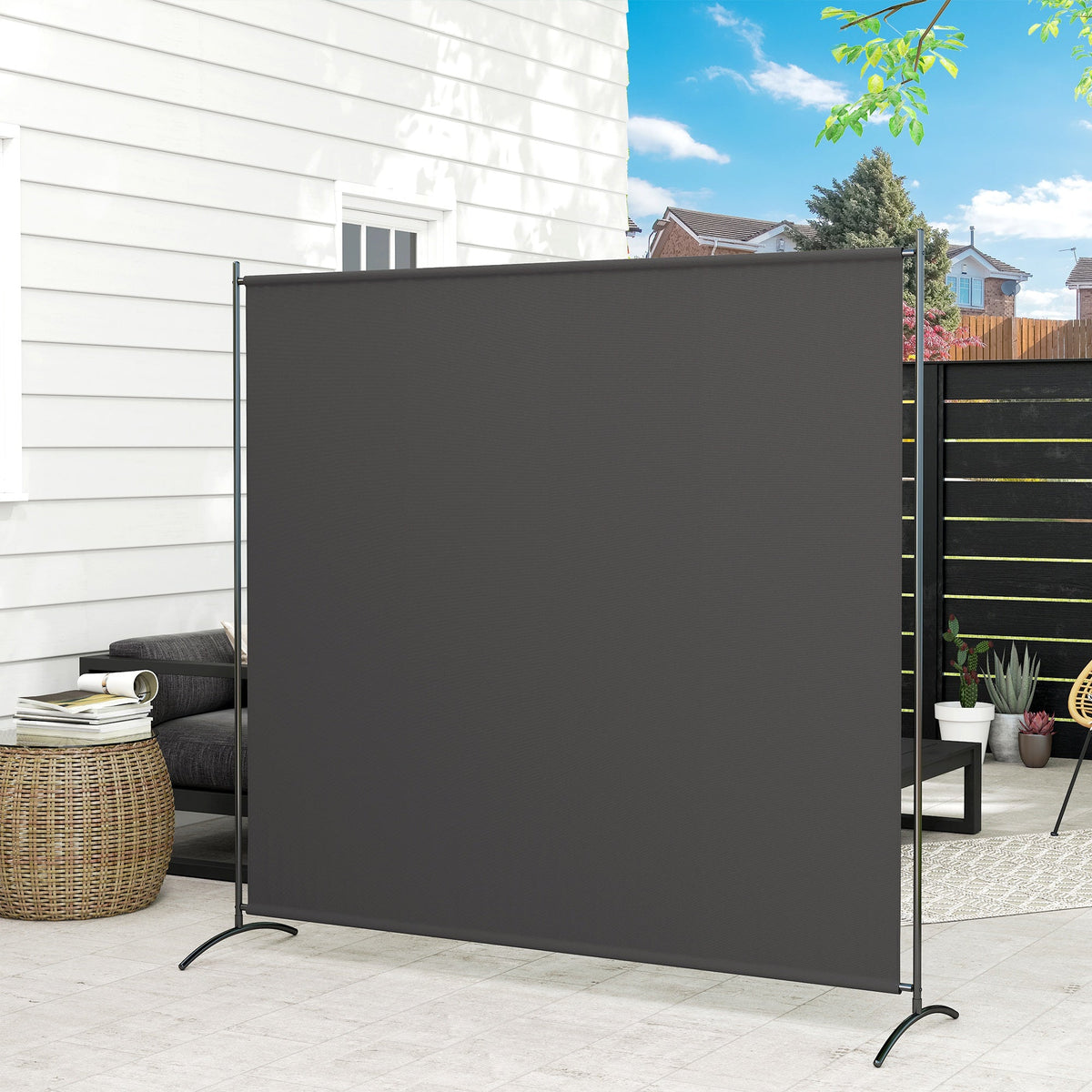 Single Panel Room Divider, UV30+ Privacy Screen, Indoor Outdoor Privacy Panel with Stable Base, Beige