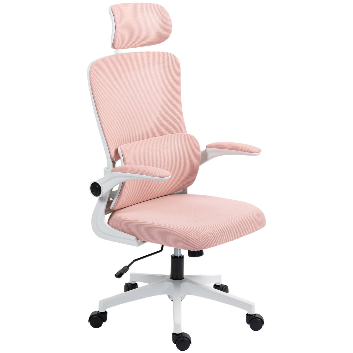 Ergonomic Office Chair, Mesh Computer Desk Chair with Adjustable Headrest, 4D Lumbar Support, Flip-up Arm, Grey