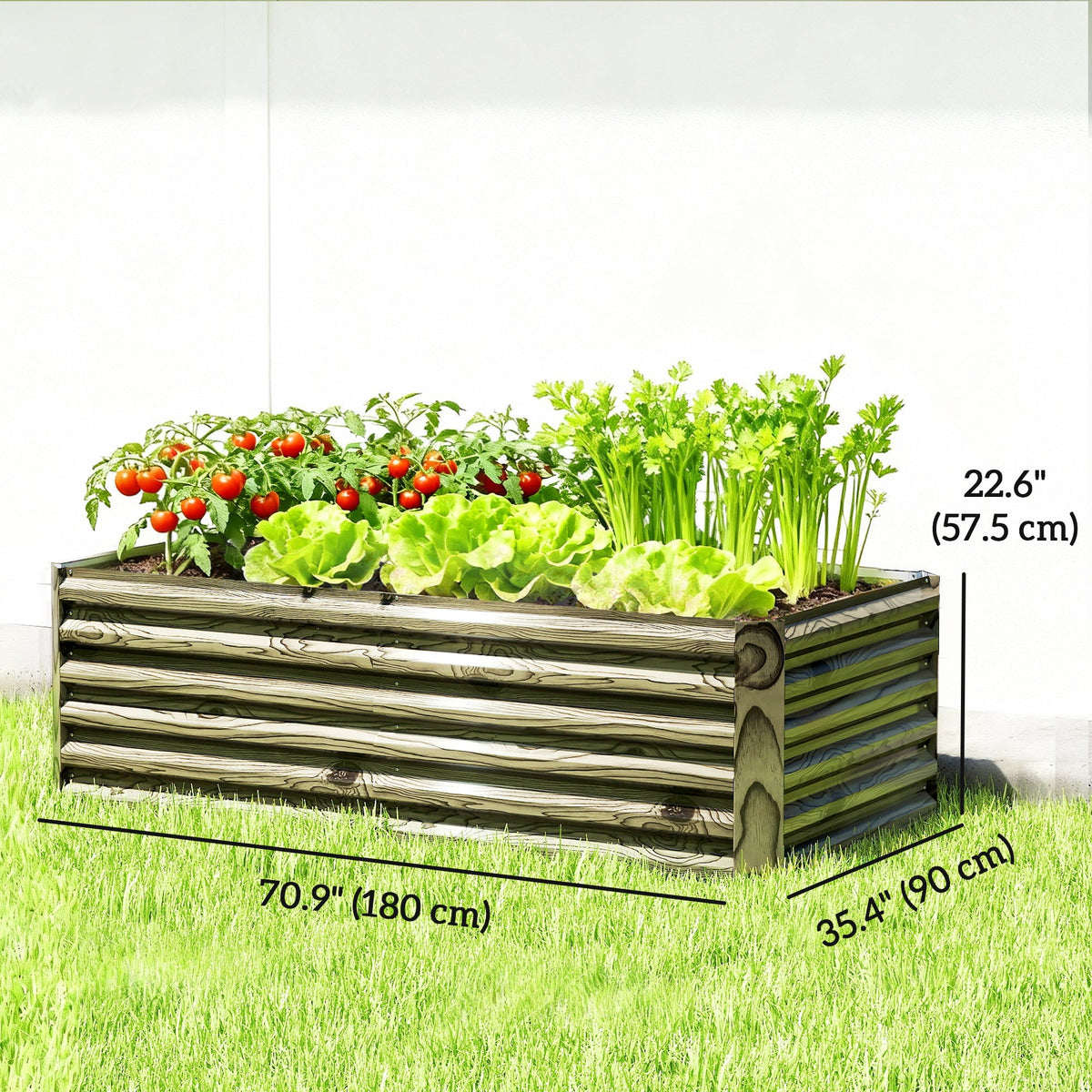 6' x 3' x 2' Raised Garden Bed, Galvanized Planter Box for Growing Flowers, Herbs and Vegetables, Brown