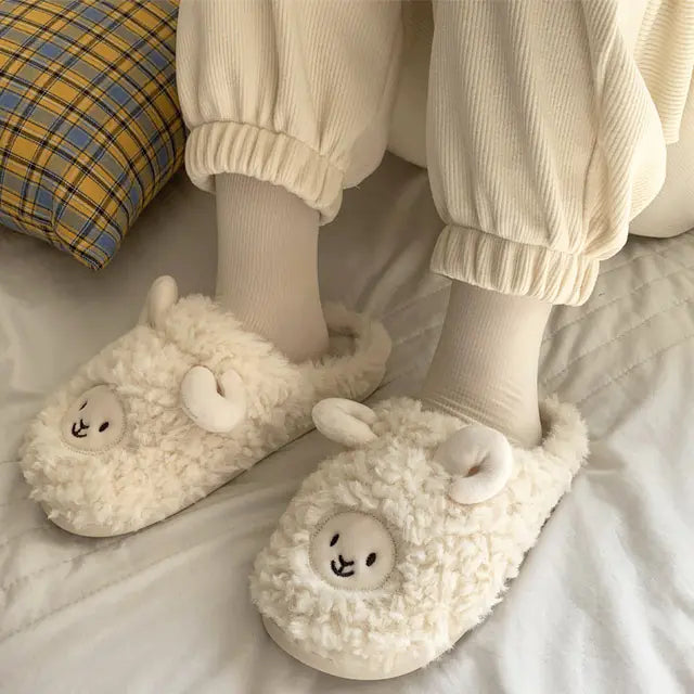 Cute Cartoon Cotton Slippers for Couples - Winter Warmth