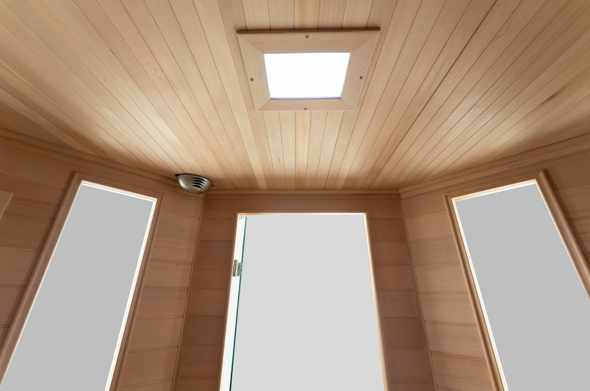 Blisspod | Vienna | Corner Spacious Far Infrared Sauna Canadian Hemlock Ultra Low EMF, 12 Heaters, 4-5 Persons