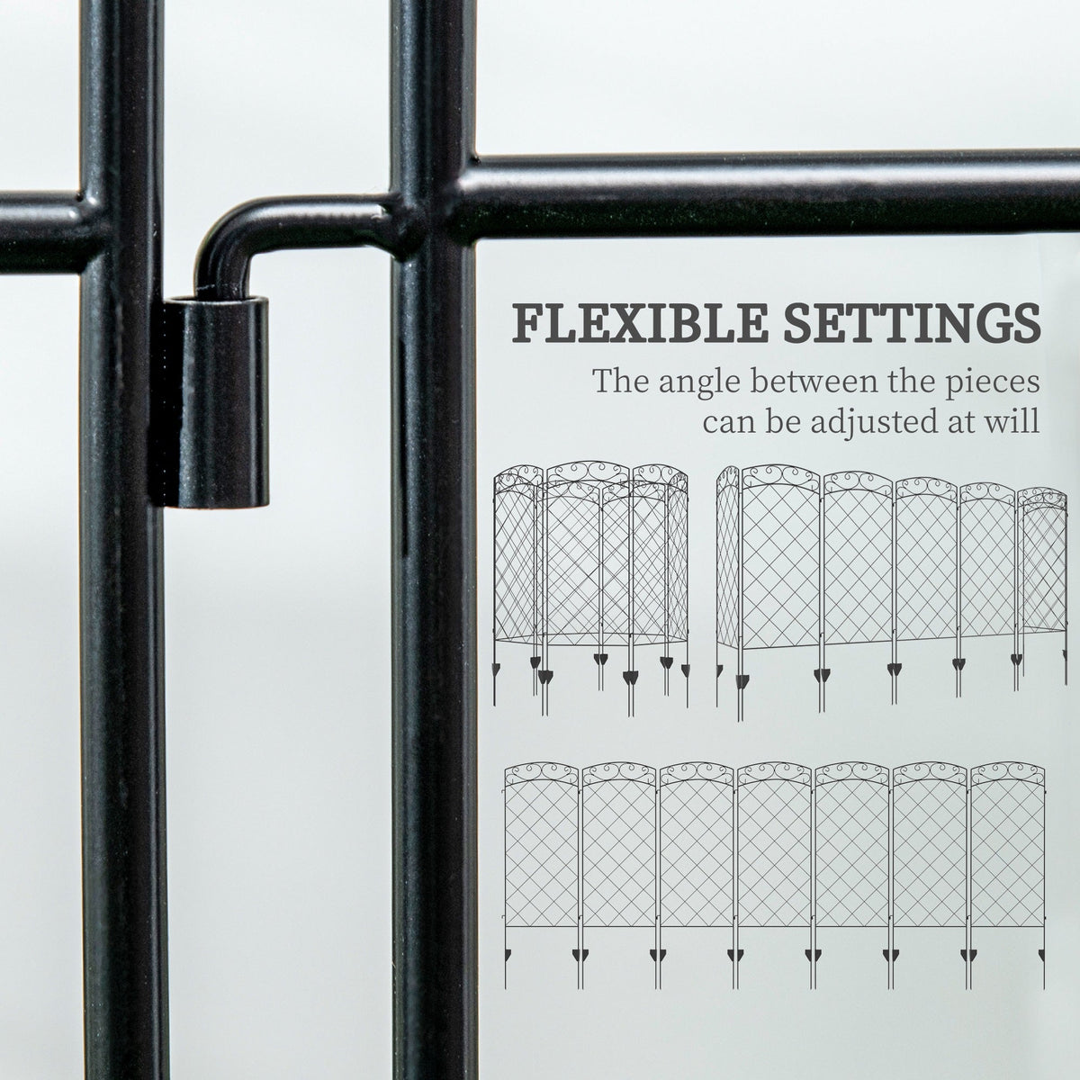 7 Pack Garden Fencing for Yard, Decorative Fence Panels as Flower Edging, Black