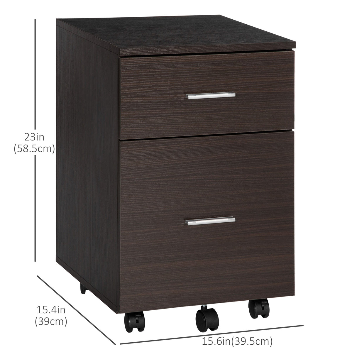 Mobile Filing Cabinet, Vertical File Cabinet with 2 Drawers, Wheels, for Letter or A4 File, Natural