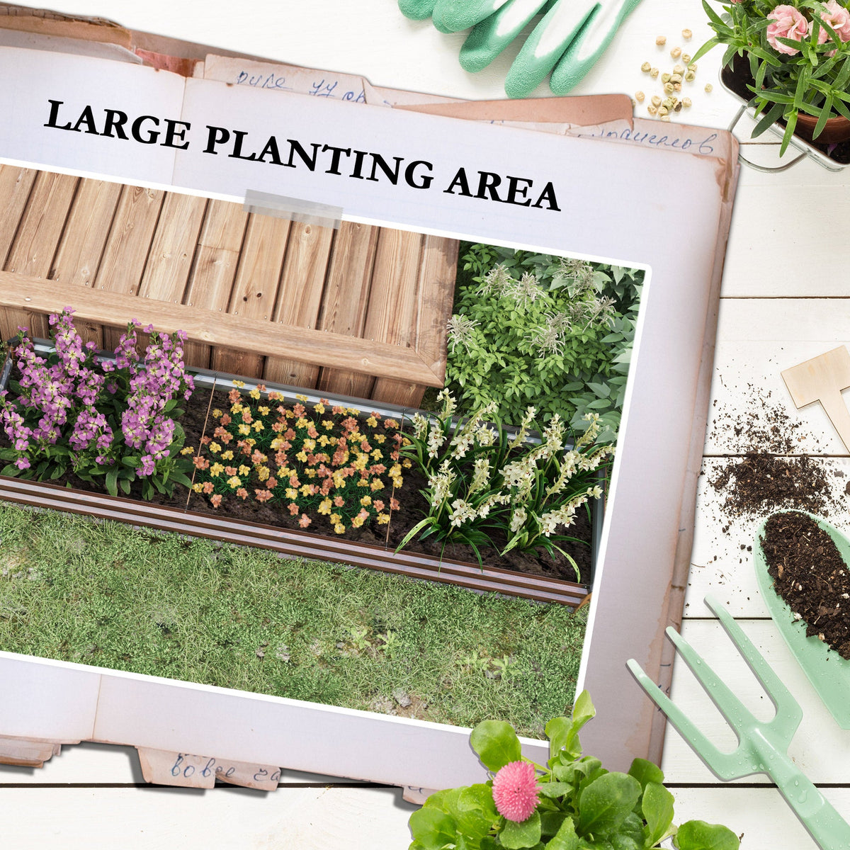 8'x2'x1' Galvanized Raised Bed, Large Elevated Planter Box for Growing Flowers, Herbs and Vegetables, Dark Grey