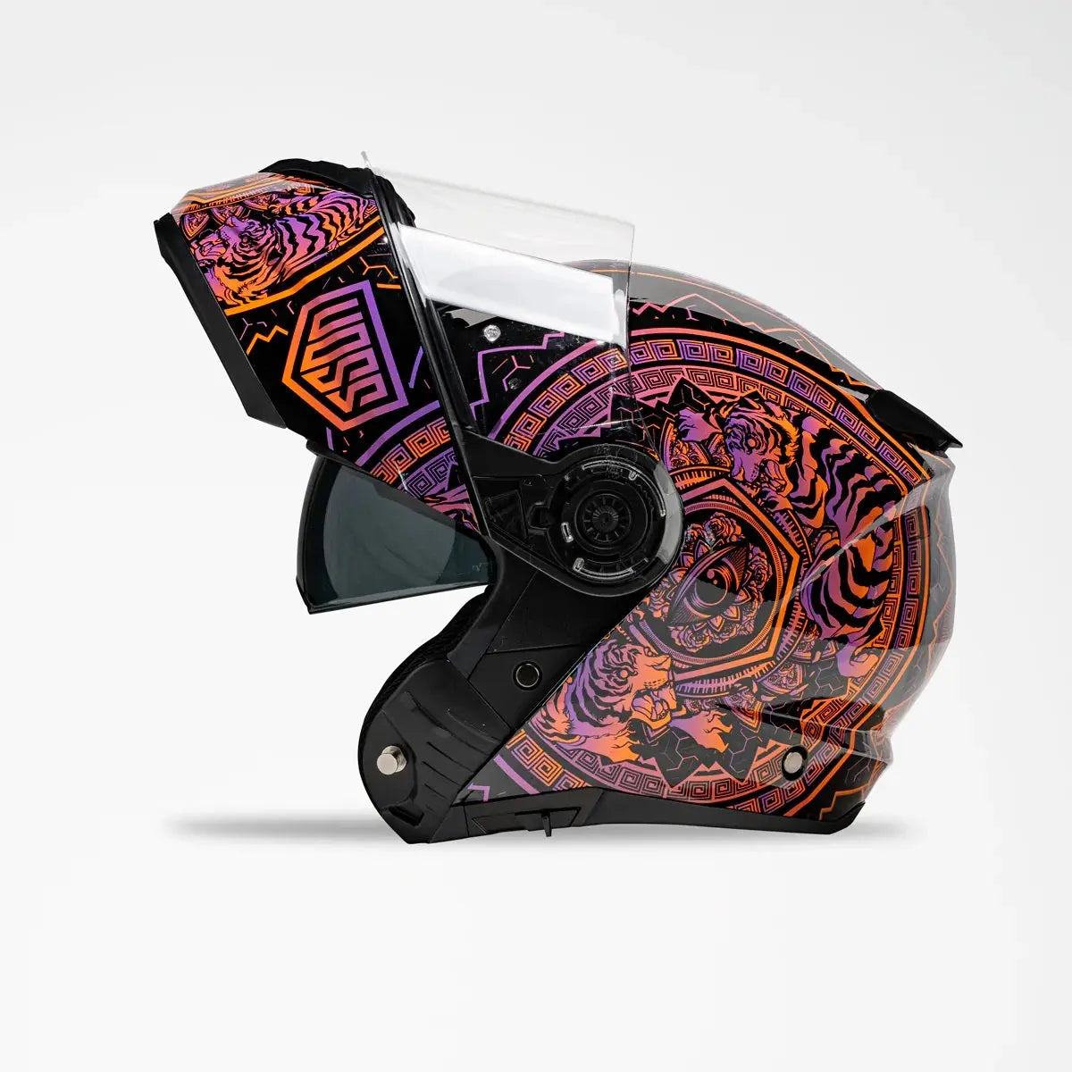 Voss 580 Conquest Gloss Neon Mandala Motorcycle Helmet