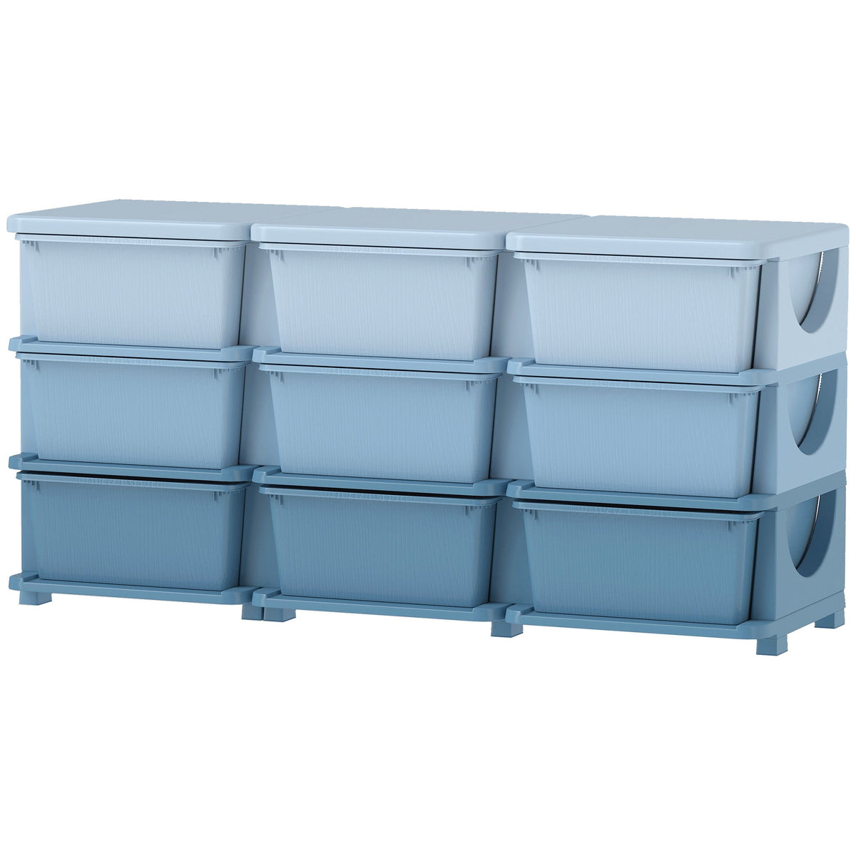 3 Tier Kids Toy Organizer and Storage Bins with 6 Plastic Drawers, Blue