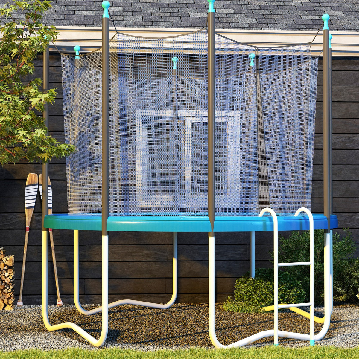 14ft Trampoline Replacement Pad Trampolining Replacement Jump Bounce Exercise GYM Pad Only Light Blue
