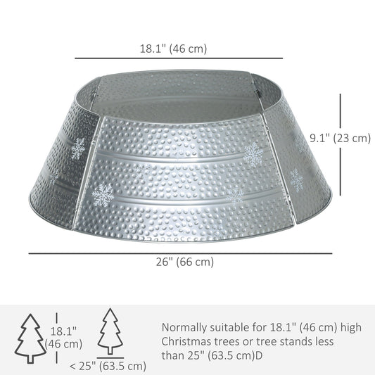 26" Christmas Tree Base Cover, Christmas Tree Collar with Hollow Snowflake Pattern for Holiday, Party, Silver