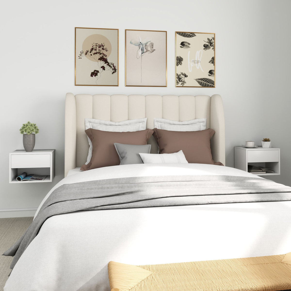 Floating Nightstand Set of 2, Wall Mounted Bedside Table with Drawer for Bedroom Black