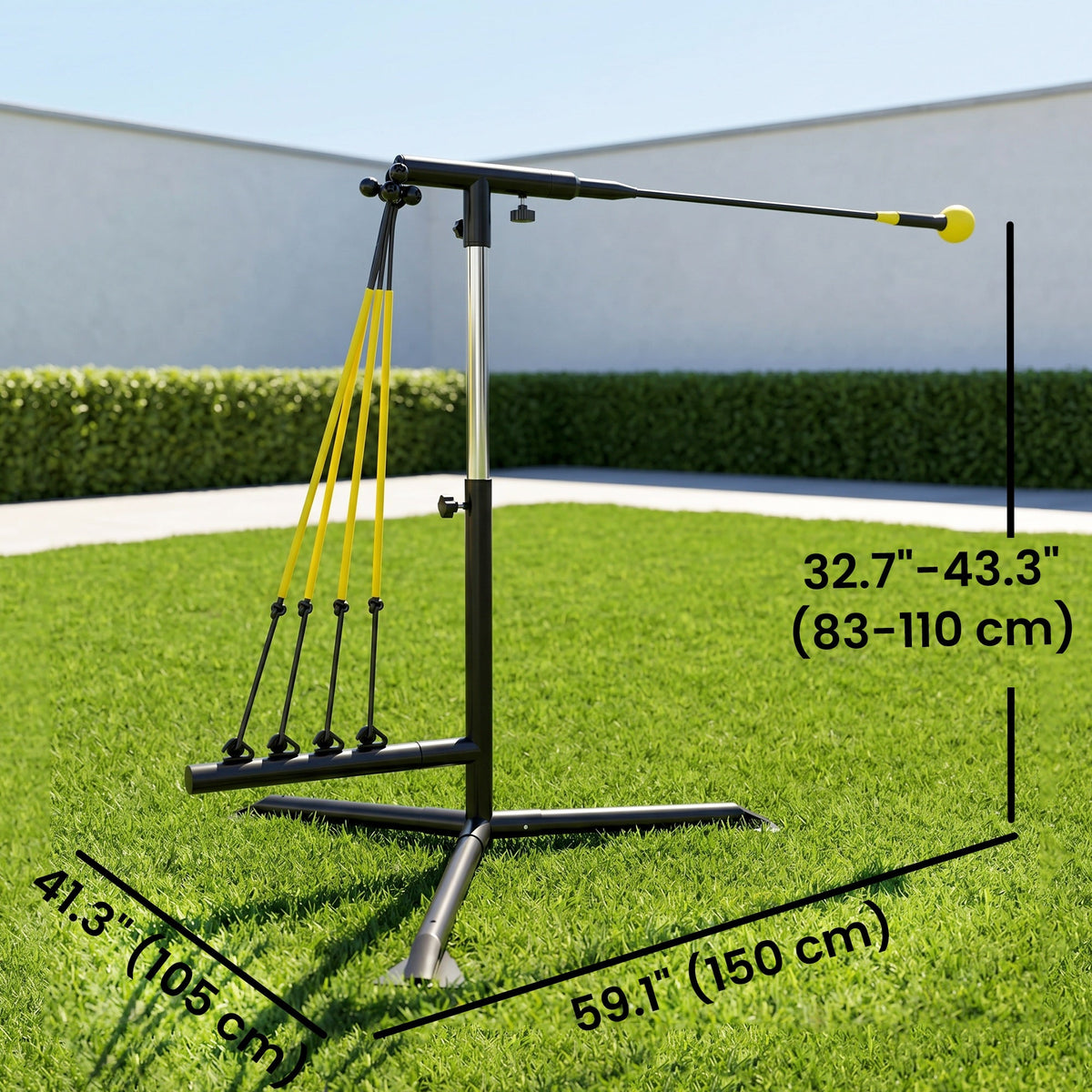 Baseball Hitting Trainer with 4 Power Bands, 32.7"-43.3" Adjustable Batting Practice Equipment with Stakes, Carry Bag