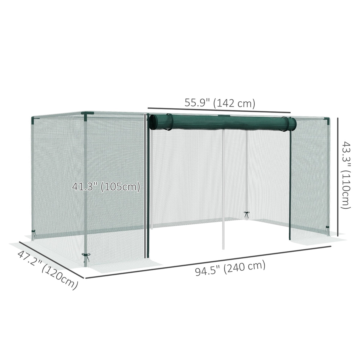 Galvanized Steel Crop Cage, Plant Protection Tent with Zippered Door, 4' x 4', Black