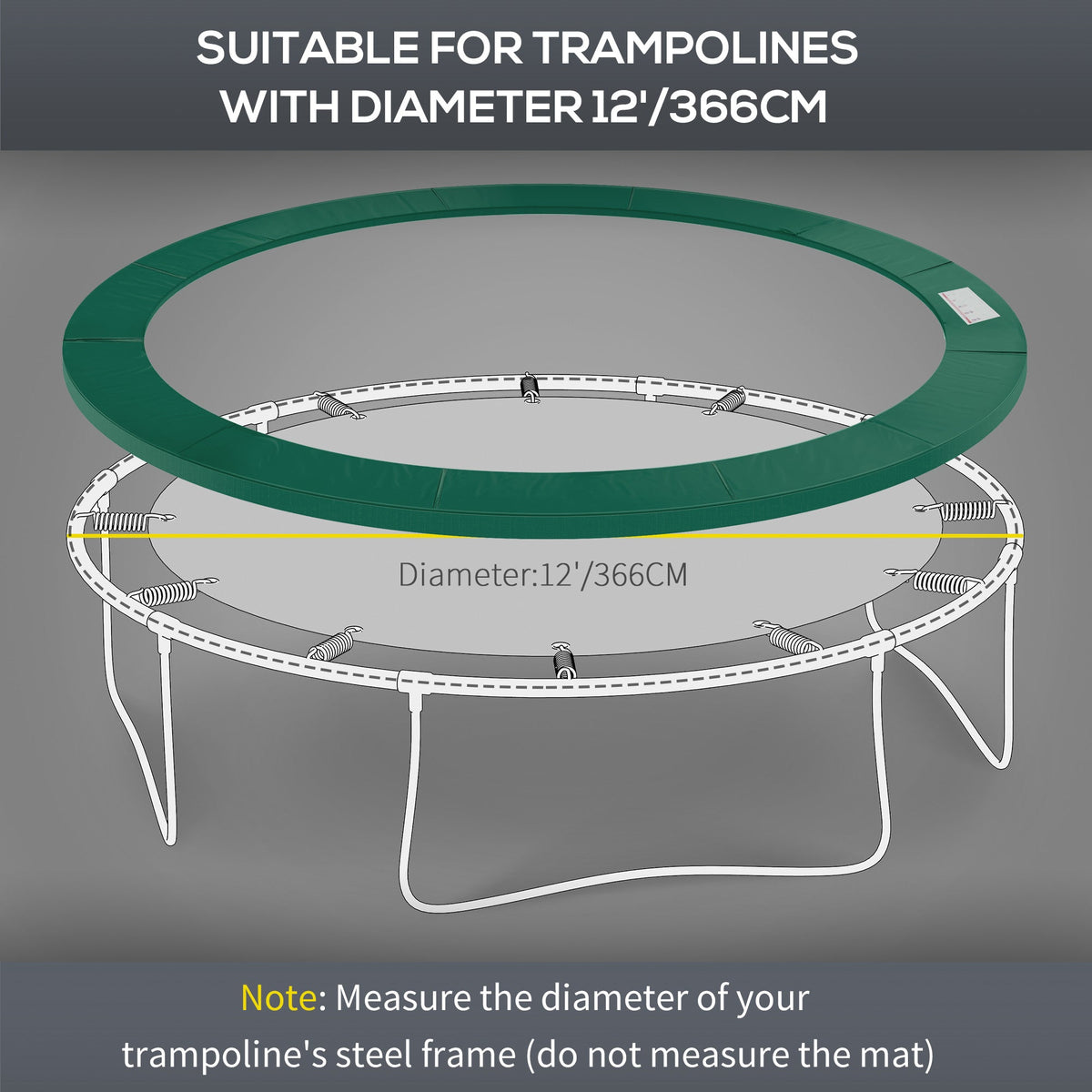 ⌀8ft Trampoline Pad ⌀96" Spring Safety Replacement Gym Bounce Jump Cover EPE Foam, No Holes for Pole, Blue