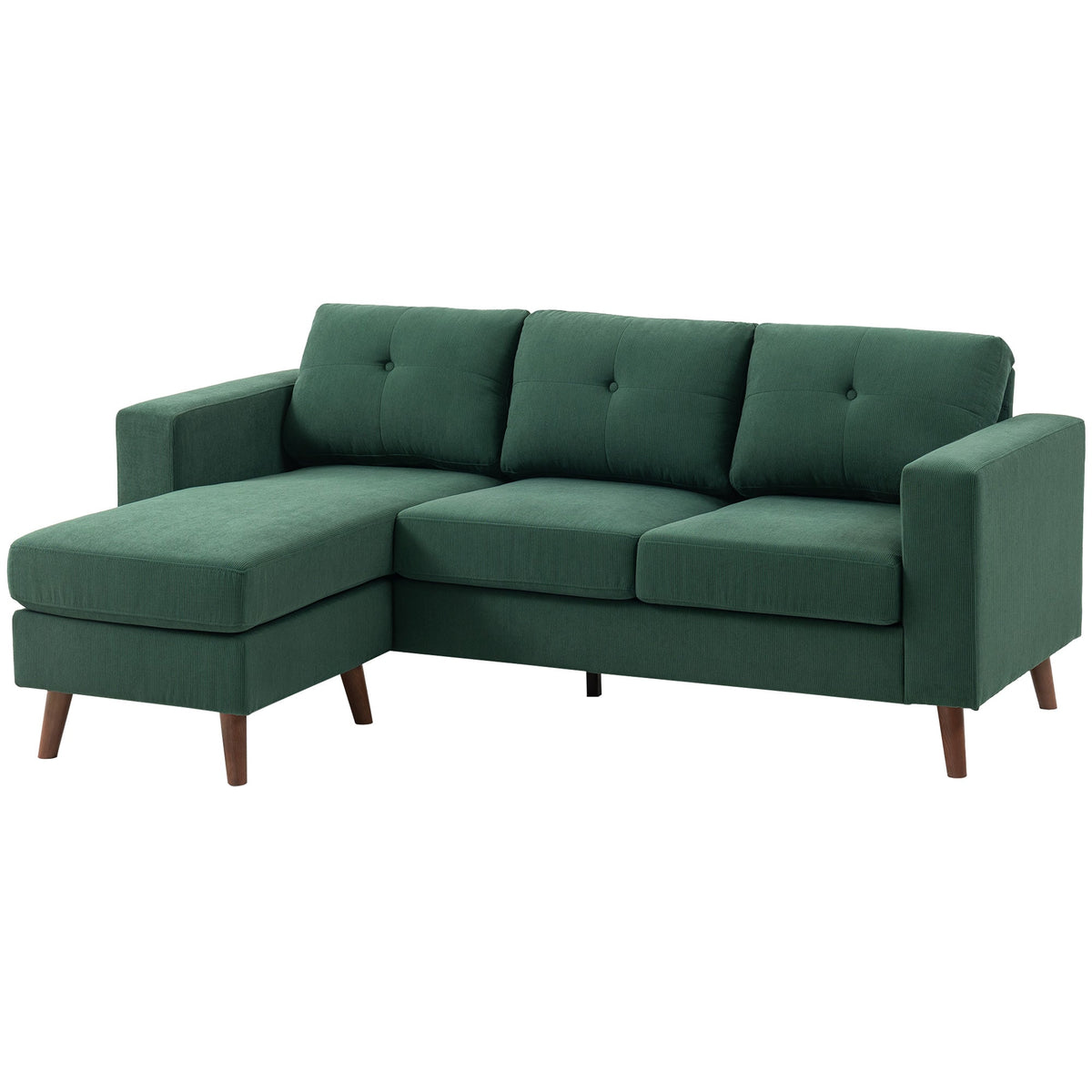 Sectional Sofa with Changeable Chaise Lounge, 3 Seat L-Shaped Small Space Sofa, Upholstered Couch for Small Space, Dark Grey