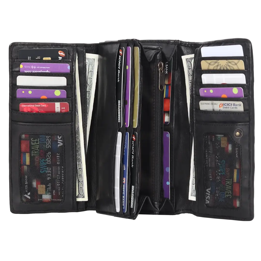 MET Women's Leather Basket Weave Wallet