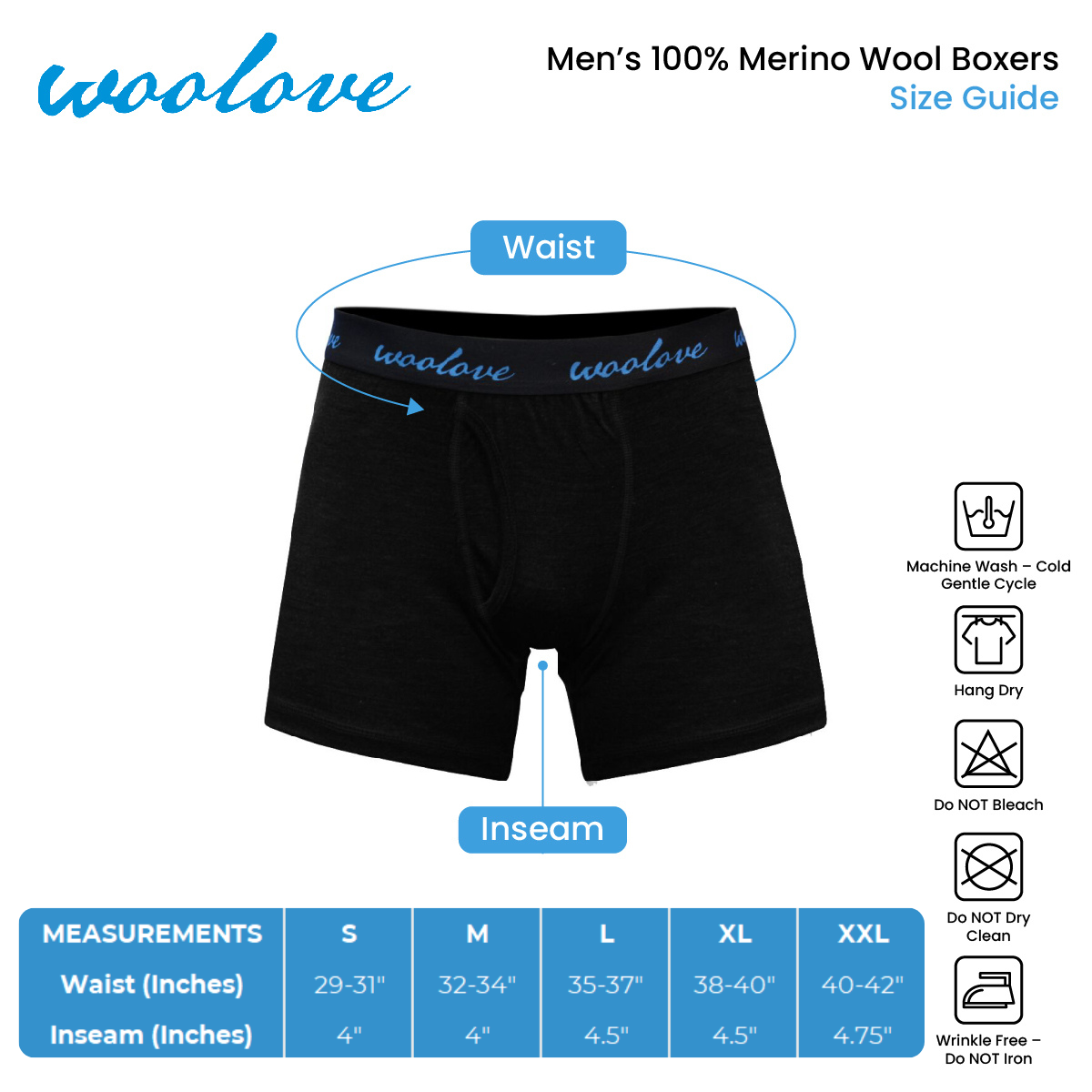 Men's 100% Merino Wool Boxer Brief Underwear