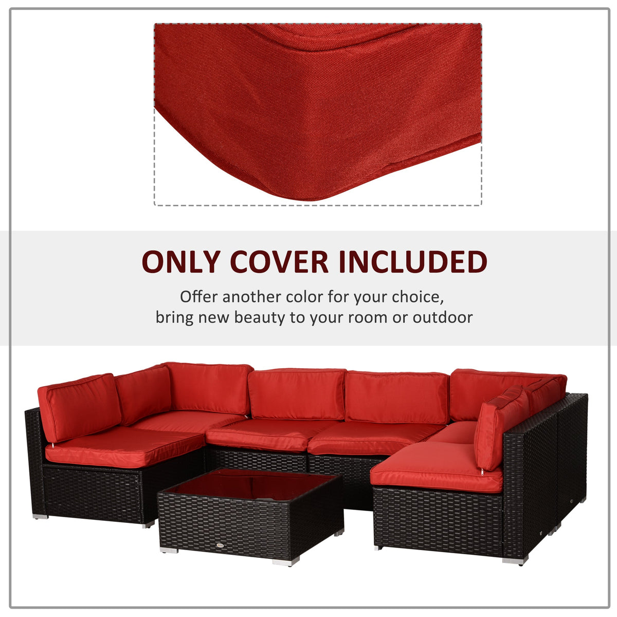 Outdoor 14pc Patio Rattan Sofa Set Cushion Polyester Cover Replacement Set - No Cushion Included Beige