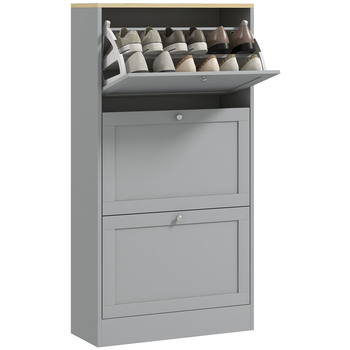 Modern Shoe Storage with 3 Flip Drawers and Adjustable Shelves, Shoe Cabinet Organizer for 12-18 Pairs of Shoes, Black