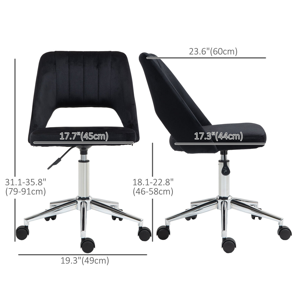 Mid Back Office Chair Velvet Fabric Swivel Scallop Shape Computer Desk Chair, Green