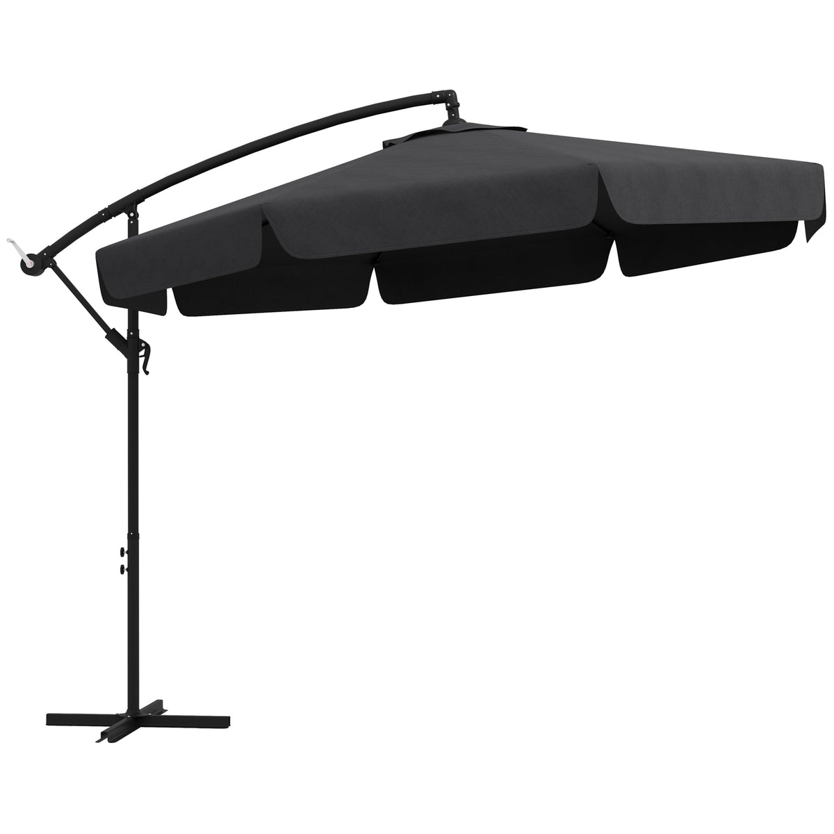 11 FT Cantilever Patio Umbrella Offset Parasol with Cross Base and 8 Ribs for Garden, Black