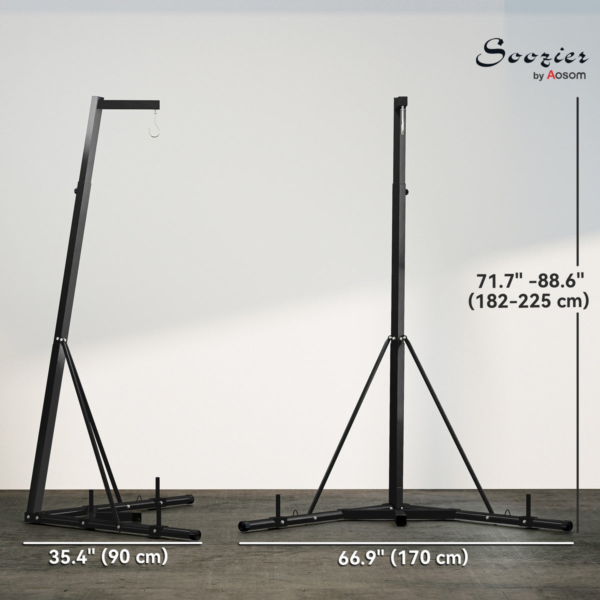 Foldable Punch Bag Stand, Adjustable Height Heavy Bag Stand with Weighted Base, Freestanding for Home Gym, Stand Only