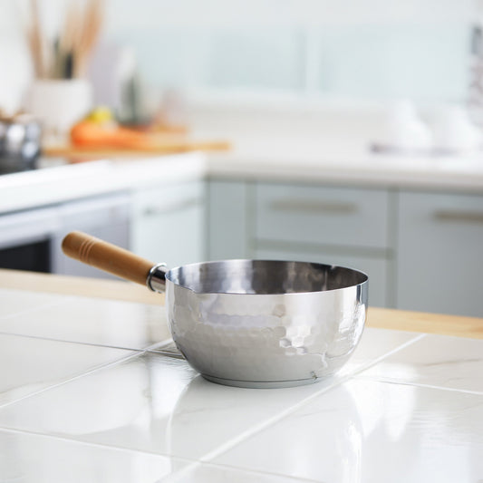 Yoshikawa Yukihira Saucepan 20 cm | 2.1 L Stainless Steel with Wooden Handle