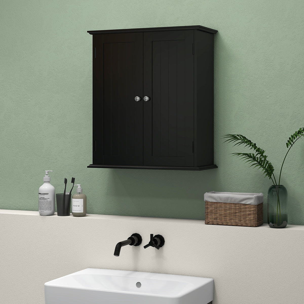 Bathroom Medicine Cabinet, Wall Cabinet with 2 Doors and Adjustable Shelf, Space Saver Over Toilet Cabinet