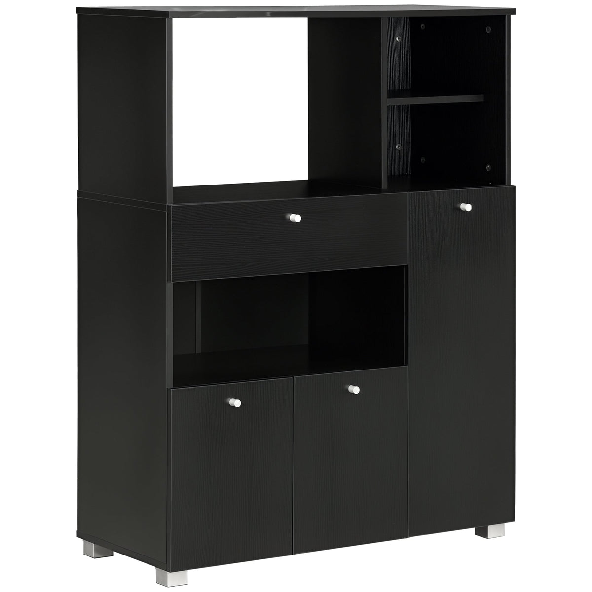 Compact Kitchen Pantry Cabinet Server Hutch Storage Buffet with Microwave Oven Stand Drawer and Shelves, White