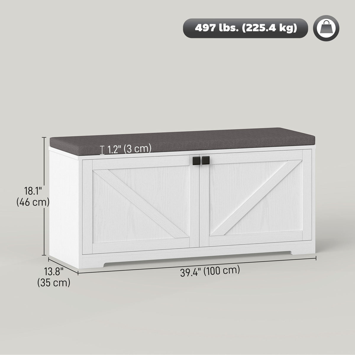 Shoe Storage Bench with Padded Seat, Entryway Bench Holds up to 352 lb, Shoe Organizer, 8 Pairs, Light Grey