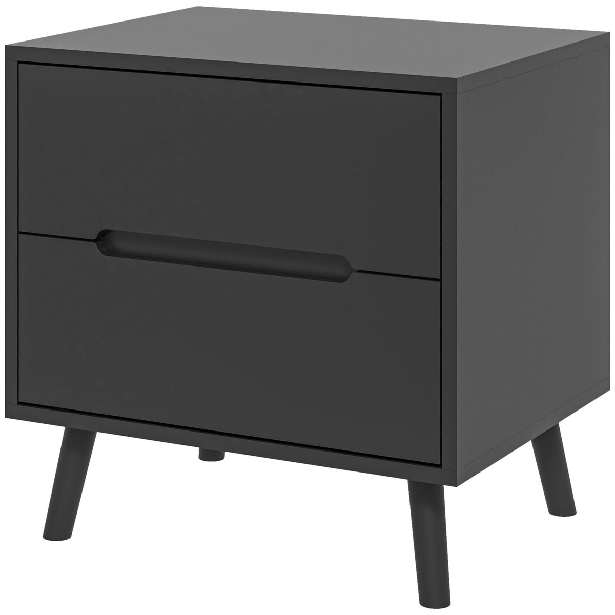 Nightstand, Bedside Table with 2 Drawers, Modern Side End Table with Solid Wood Legs for Bedroom, White