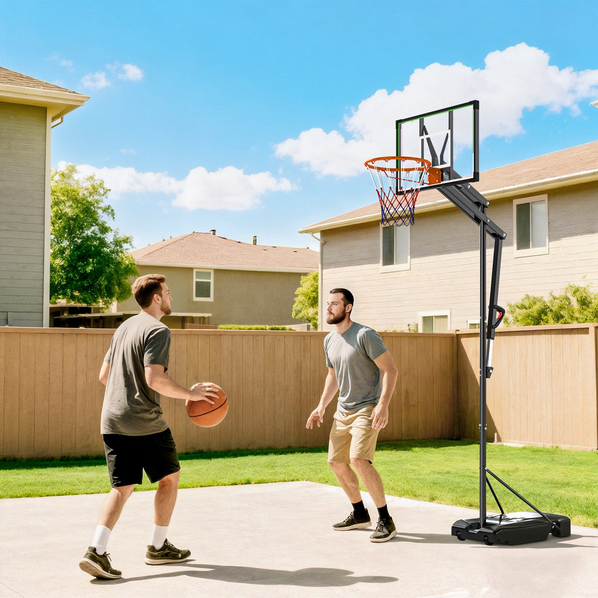 4.1-8.5ft Adjustable Basketball Hoop with 33" Shatterproof Board, 18" Rim, Wheels and Fillable Base, for Teens Adults