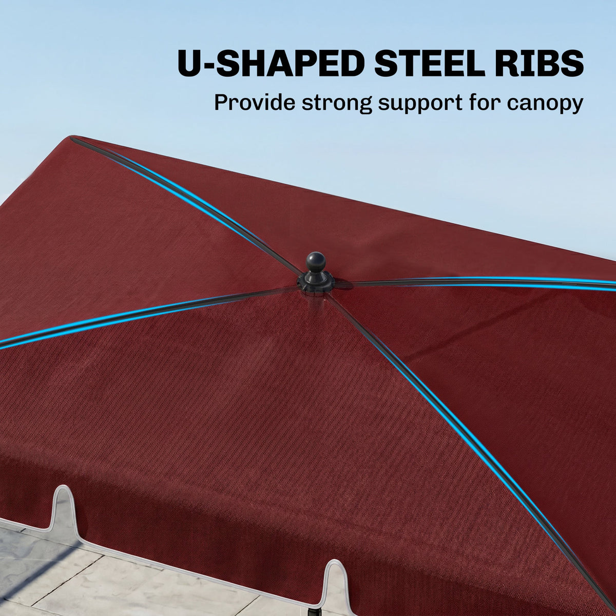 6.5x4ft Rectangle Patio Umbrella Aluminum Tilt Adjustable Garden Parasol Sun Shade Outdoor Canopy Beige